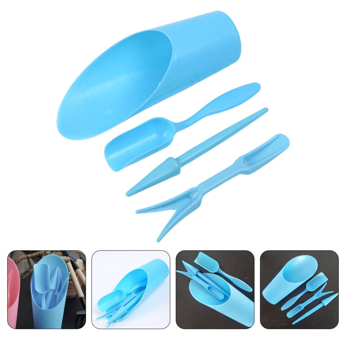 Gardening Tools Shovel - 4 ピース/セット、プラスチック耐久性のあるバケツシャベル鉢植え栽培シリンダー MeatPlant 土壌シャベルガーデンツールミニ庭の植栽ツール