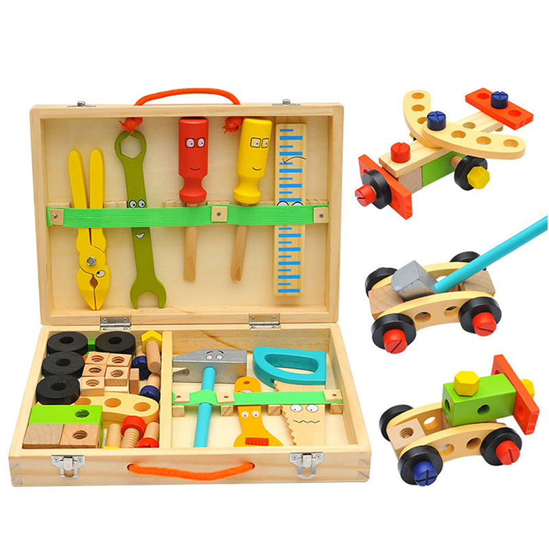 Gardening Tools For 8 Year Olds - 教育モンテッソーリ子供のおもちゃプラスチック木製ツールボックスごっこ遊びセット子供ナットネジアセンブリシミュレーション大工ツール