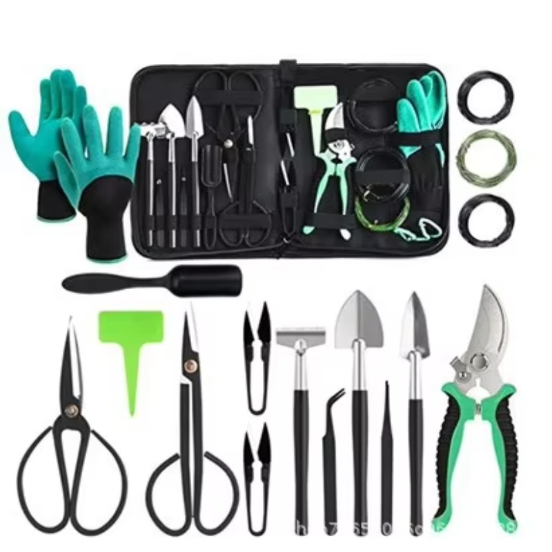 Gardening Tools Shovel - 多機能24点セット人間工学に基づいたステンレス製園芸工具セット、ハサミ、シャベル、掘削ツール、ハードケース、OEM
