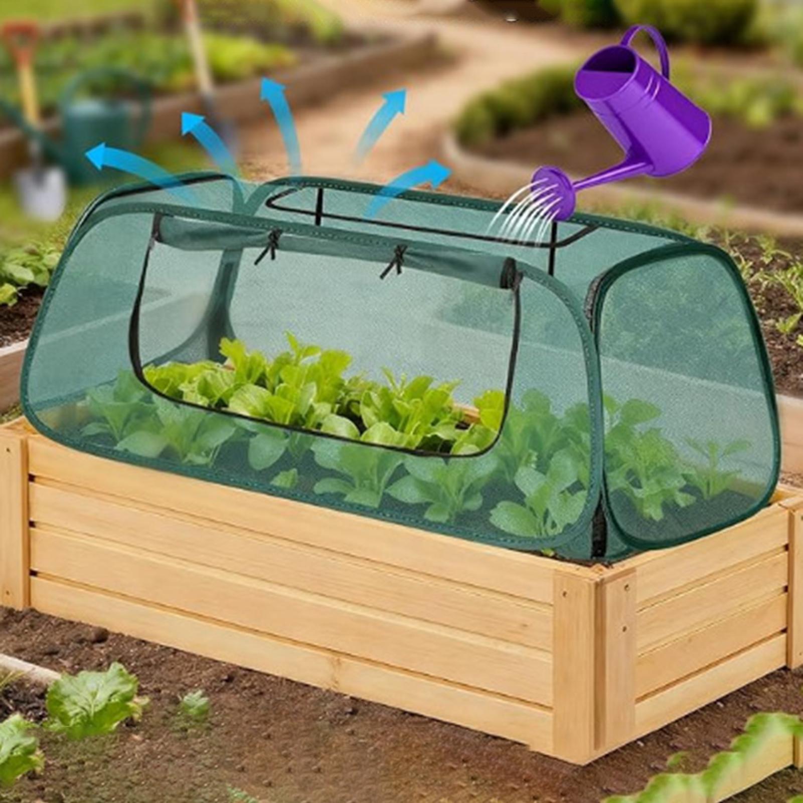 Garden Netting Cover - ポップアップ式ガーデンメッシュ植物カバー、持ち運び可能なネットテント、鳥や害虫に対する保護、杭とバッグ付き、パティオや温室用