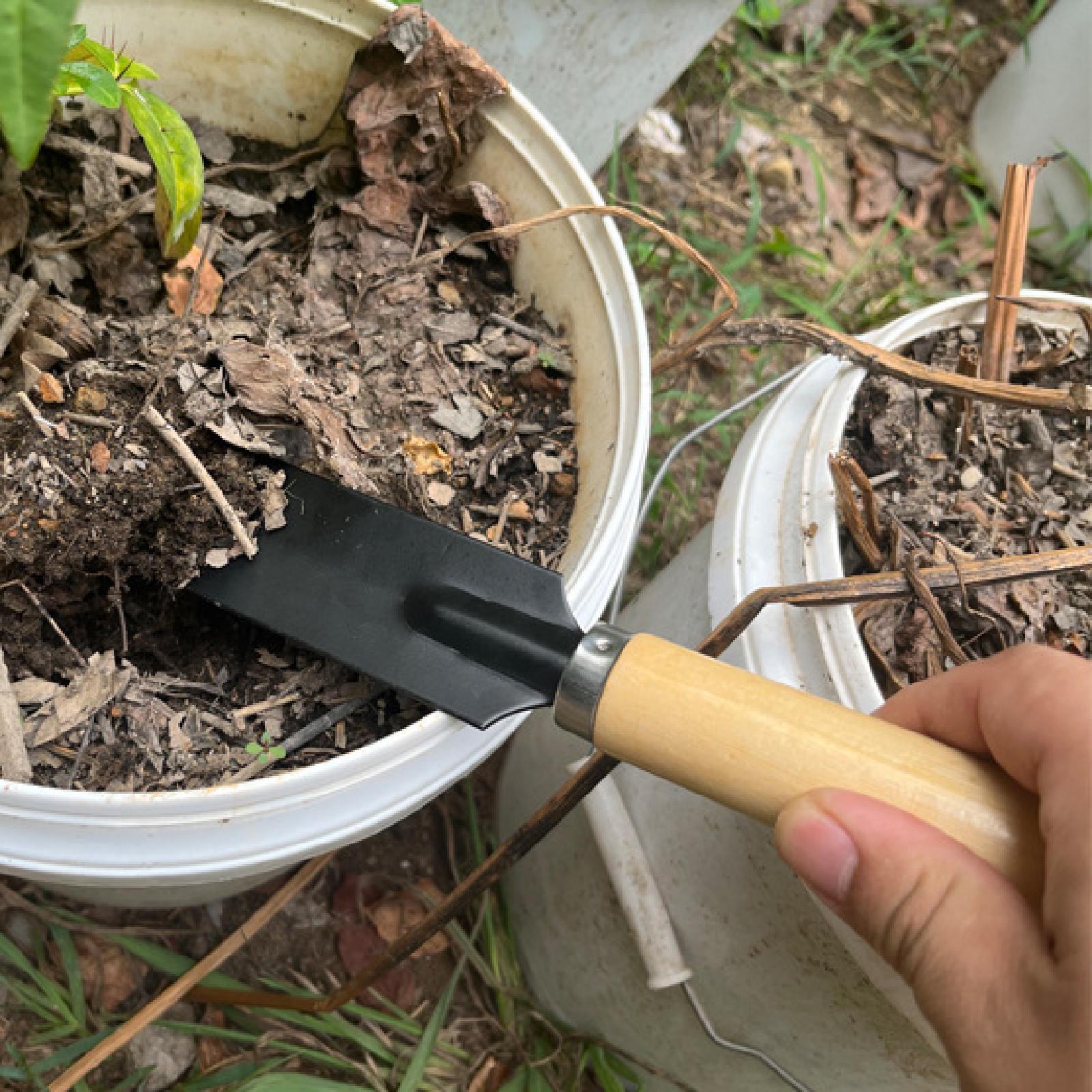 Gardening Tools Shovel - 小型ガーデンスパデ掘削ツール木製ハンドル多機能ガーデニングツールハンドトロウェル