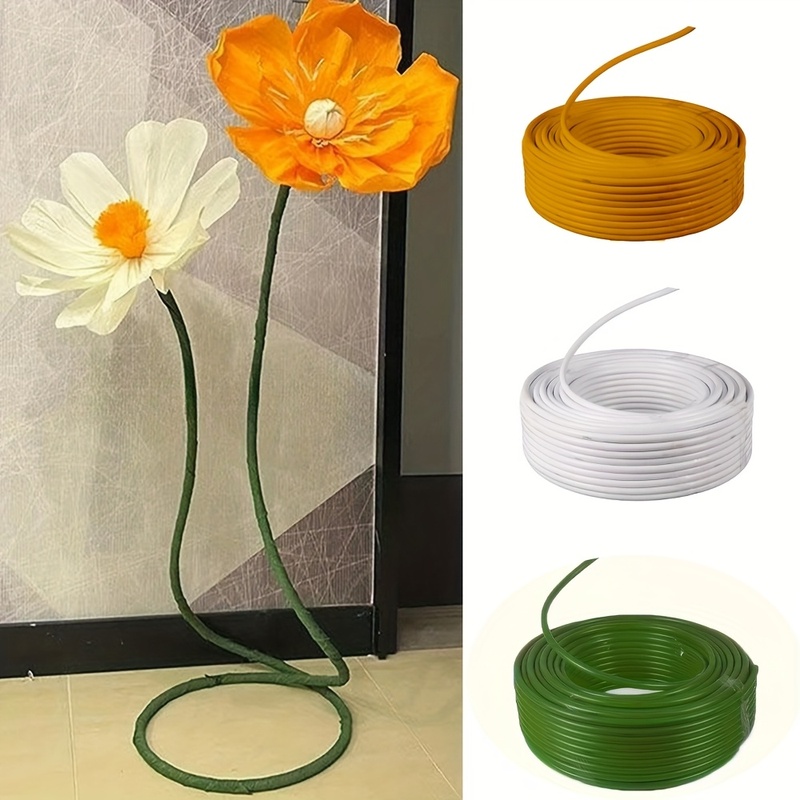 Plant Support Stake - 5mの長さで、カットして使える、柔軟性のある造花用茎チューブ。曲げやすく、人工花の茎や植物の支柱、バルーンアーチのフレーム、DIYクラフトの材料として使用可能。