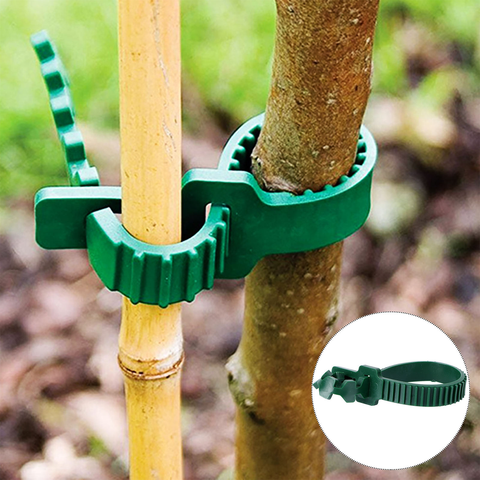 Plant Support Stake - 20個入り バイン固定バックル ガーデン植物サポートクリップ PVC製 再利用可能 木盆栽固定ベルト