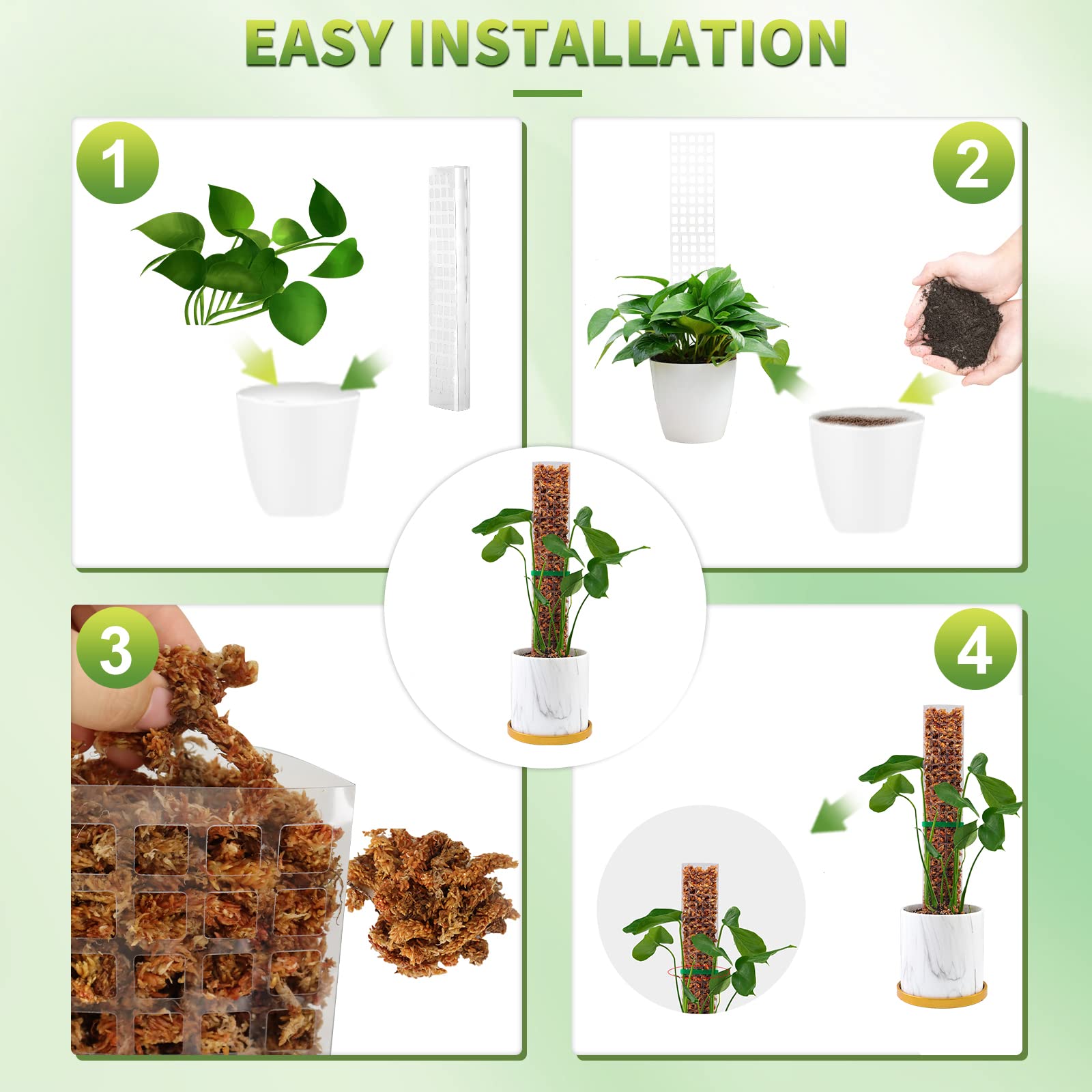 苔ポール植物植物サポートプラスチック透明再利用可能な屋内鉢植 - Plant Support Stake のレビューと価格
