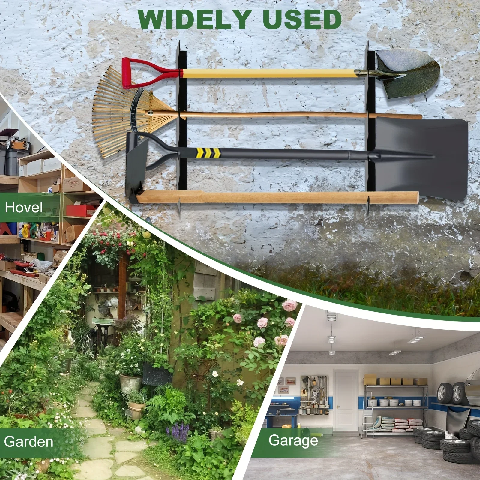 頑丈な金属製ガーデンツールホルダー、シャベルと熊手の収納付き - Gardening Tools Shovel のレビューと価格