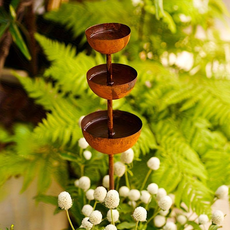 植物支柱用金属製ガーデンオーナメント、3段式水鉢付きガーデン - Plant Support Stake のレビューと価格