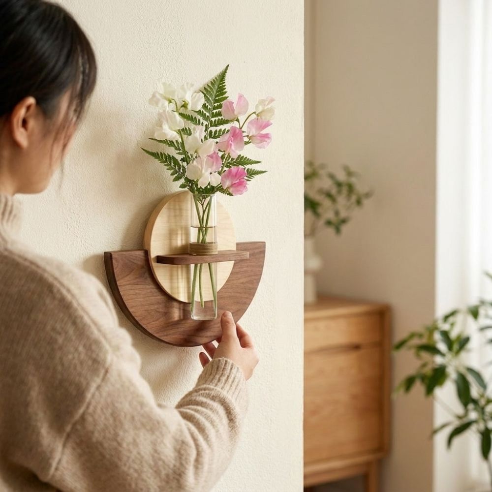 楕円形の木製壁掛けフラワーシェルフ、水耕栽培ディスプレイ、省 - Plant Support Stake のレビューと価格